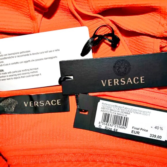 Versace Cutout Shoulders Bandage Style Bodycon Dress Orange sz US M /IT 44 $2230 - Picture 13 of 16